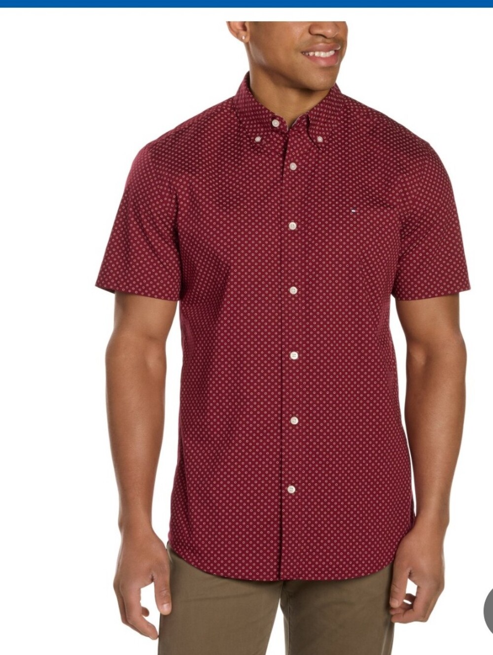 (6)Tommy Hilfiger Men's  Short-Sleeve  Button-Down Shirt